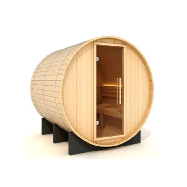 GOLDEN DESIGNS "AROSA" 4 PERSON BARREL TRADITIONAL STEAM SAUNA - PACIFIC CEDAR GDI-B004-01