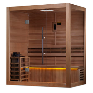 Golden Designs "Forssa Edition" 3-4 Person Indoor Traditional Steam Sauna - Canadian Red Cedar Interior GDI-7203-01