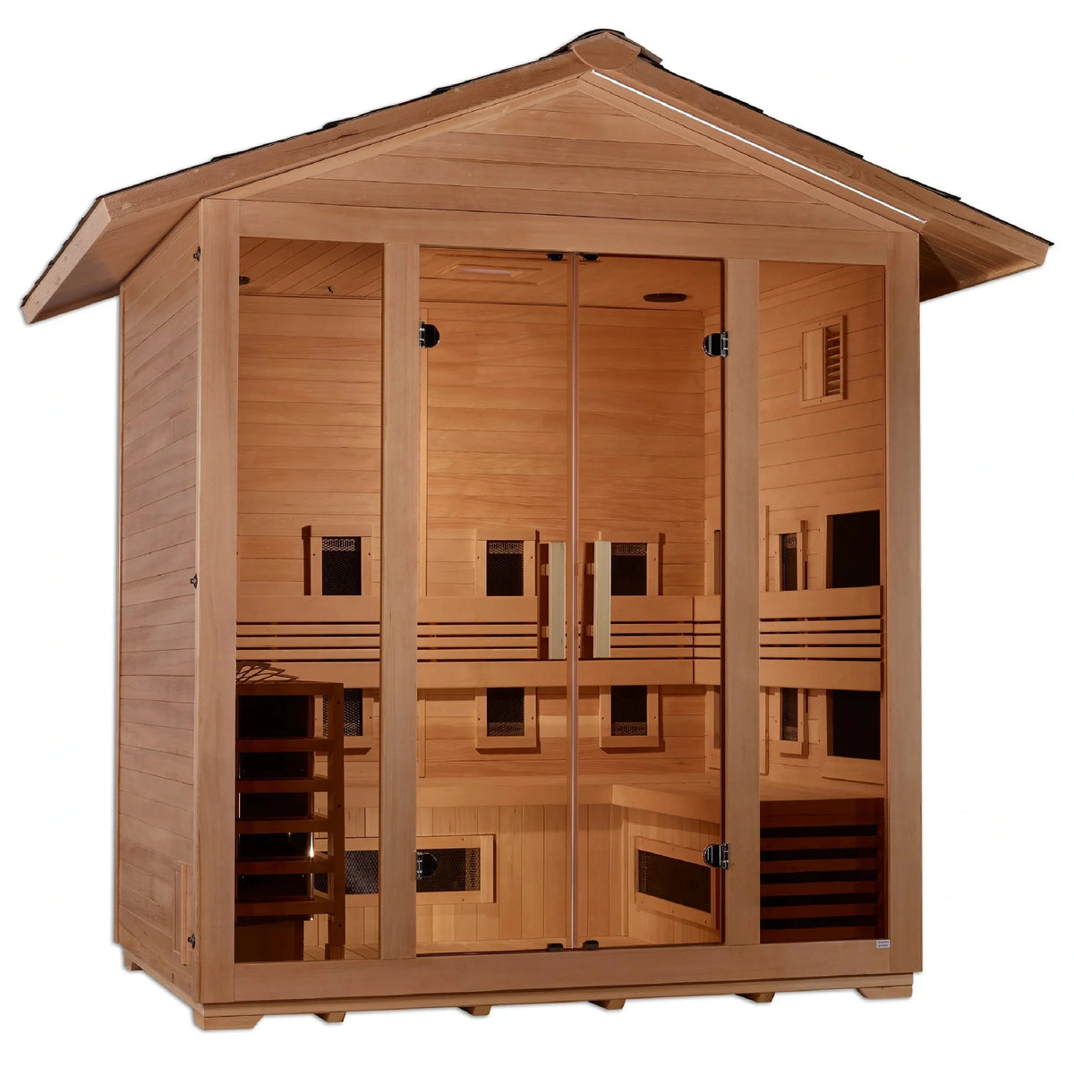 GOLDEN DESIGNS "GARGELLEN" 5 PERSON HYBRID OUTDOOR STEAM SAUNA - CANADIAN HEMLOCK GDI-8125-01