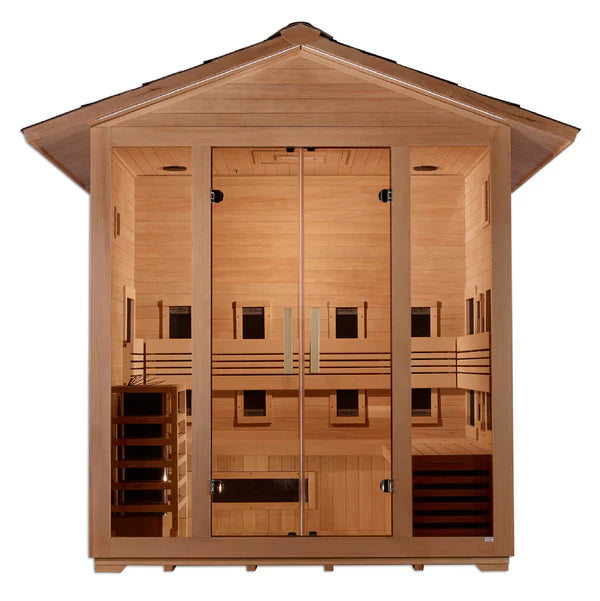 GOLDEN DESIGNS "GARGELLEN" 5 PERSON HYBRID OUTDOOR STEAM SAUNA - CANADIAN HEMLOCK GDI-8125-01