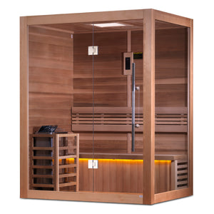 Golden Designs "Hanko Edition" 2-3 Person Indoor Traditional Steam Sauna - Canadian Red Cedar Interior GDI-7202-01