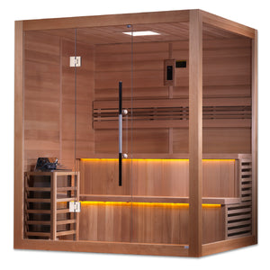 Golden Designs "Kuusamo Edition" 6 Person Indoor Traditional Steam Sauna - Canadian Red Cedar Interior GDI-7206-01