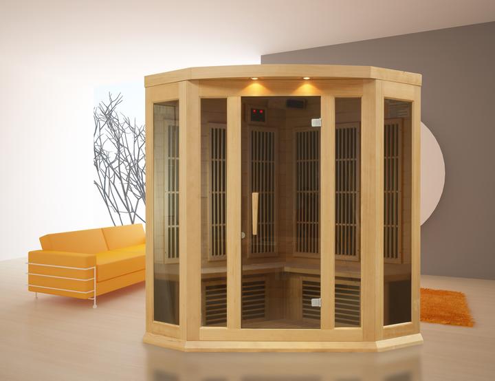 Golden Designs Maxxus 3 Person Corner Low EMF FAR Infrared Carbon Canadian Hemlock Sauna MX-K356-01