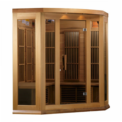 Golden Designs Maxxus 3 Person Corner Near Zero EMF FAR Infrared Carbon Canadian Red Cedar Sauna MX-K356-01-ZF Ced