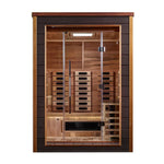 GOLDEN DESIGNS NORA 2 PERSON OUTDOOR-INDOOR PURETECH HYBRID FULL SPECTRUM SAUNA - CANADIAN RED CEDAR INTERIOR GDI-8222-01