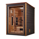 GOLDEN DESIGNS NORA 2 PERSON OUTDOOR-INDOOR PURETECH HYBRID FULL SPECTRUM SAUNA - CANADIAN RED CEDAR INTERIOR GDI-8222-01