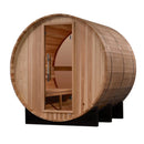 GOLDEN DESIGNS "ZURICH" 4 PERSON BARREL WITH BRONZE PRIVACY VIEW - TRADITIONAL STEAM SAUNA - PACIFIC CEDAR GDI-B024-01 Acrylic Back Wall