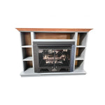 Buck Stove Farmhouse Prestige bookcase mantel in Gray with Dark Oak top