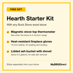 Hearth Starter Kit free gift: stove thermometer, fireplace gloves, ash bucket with shovel