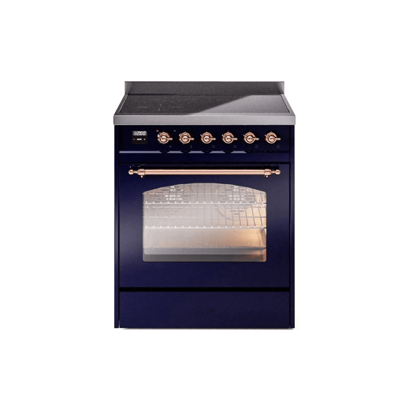 ILVE 30" Nostalgie II Series Freestanding Electric Double Oven Range with 5 Elements, Triple Glass Cool Door, Convection Oven, TFT Oven Control Display and Child Lock - UPI304NMP