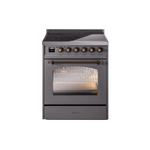 ILVE 30" Nostalgie II Series Freestanding Electric Double Oven Range with 5 Elements, Triple Glass Cool Door, Convection Oven, TFT Oven Control Display and Child Lock - UPI304NMP