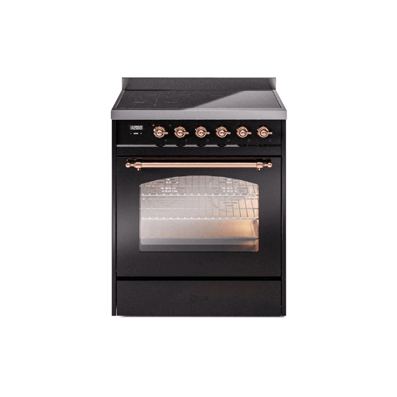 ILVE 30" Nostalgie II Series Freestanding Electric Double Oven Range with 5 Elements, Triple Glass Cool Door, Convection Oven, TFT Oven Control Display and Child Lock - UPI304NMP