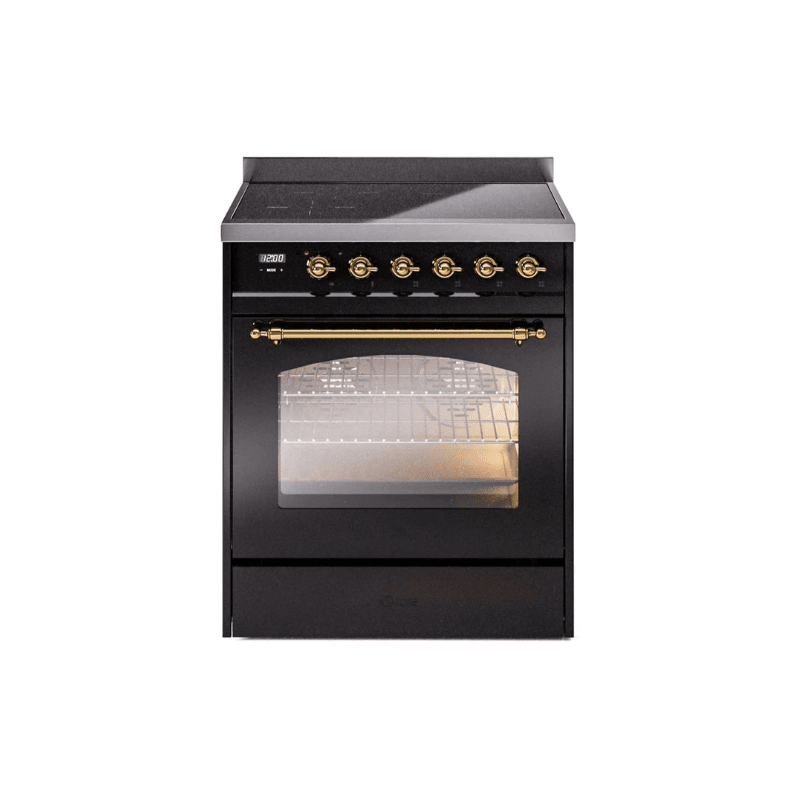 ILVE 30" Nostalgie II Series Freestanding Electric Double Oven Range with 5 Elements, Triple Glass Cool Door, Convection Oven, TFT Oven Control Display and Child Lock - UPI304NMP