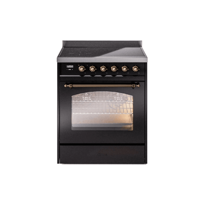 ILVE 30" Nostalgie II Series Freestanding Electric Double Oven Range with 5 Elements, Triple Glass Cool Door, Convection Oven, TFT Oven Control Display and Child Lock - UPI304NMP