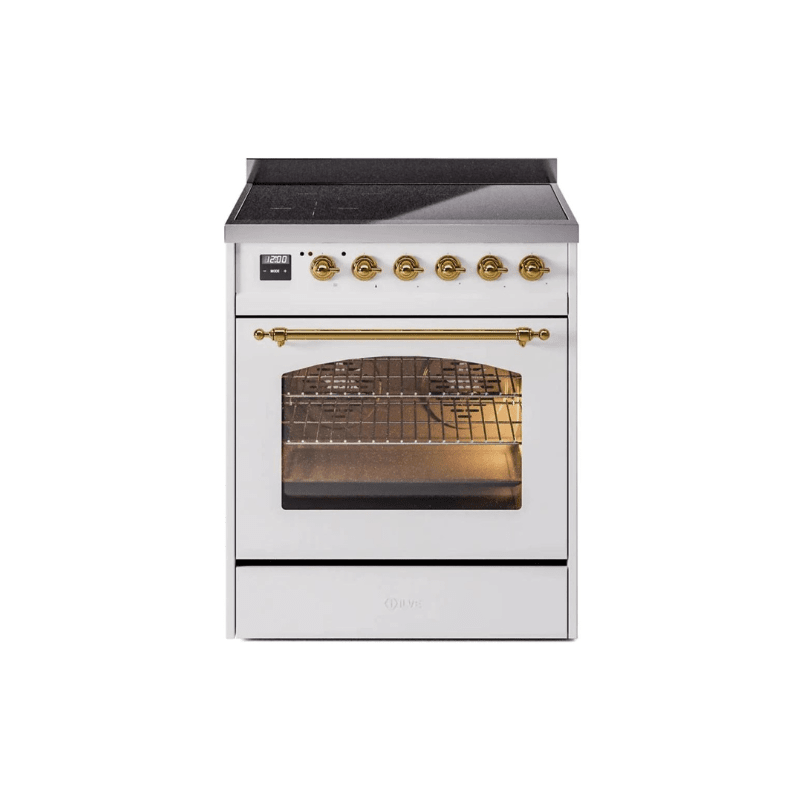 ILVE 30" Nostalgie II Series Freestanding Electric Double Oven Range with 5 Elements, Triple Glass Cool Door, Convection Oven, TFT Oven Control Display and Child Lock - UPI304NMP