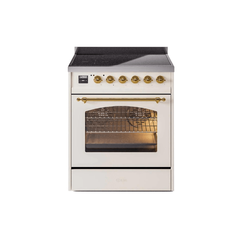 ILVE 30" Nostalgie II Series Freestanding Electric Double Oven Range with 5 Elements, Triple Glass Cool Door, Convection Oven, TFT Oven Control Display and Child Lock - UPI304NMP