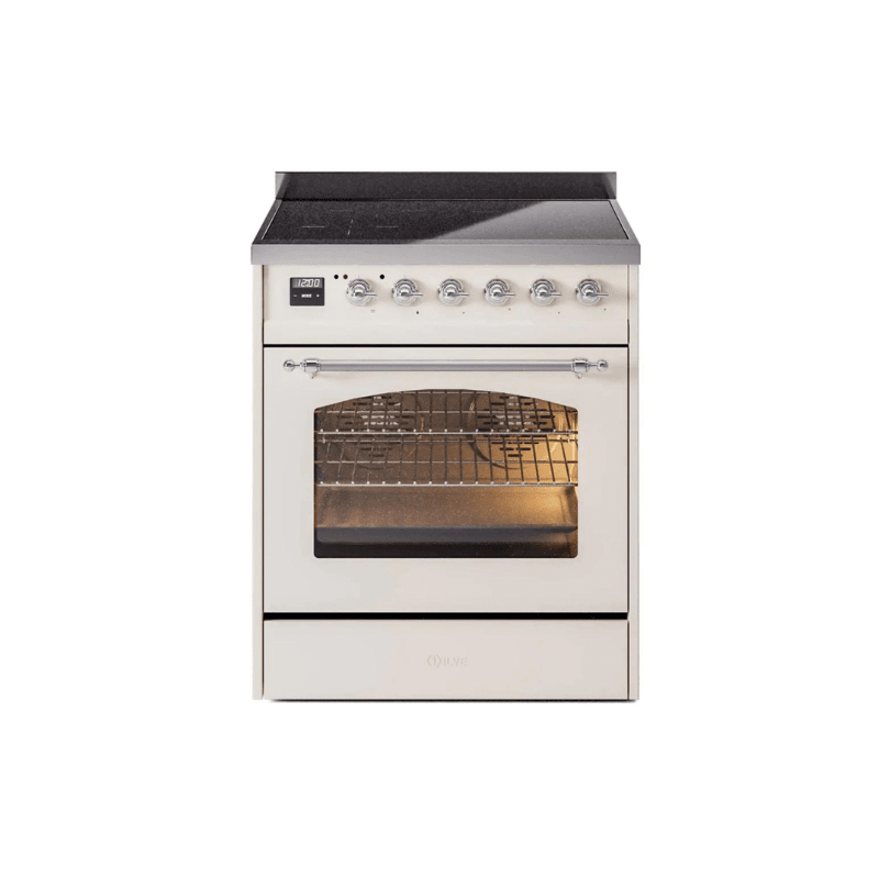 ILVE 30" Nostalgie II Series Freestanding Electric Double Oven Range with 5 Elements, Triple Glass Cool Door, Convection Oven, TFT Oven Control Display and Child Lock - UPI304NMP