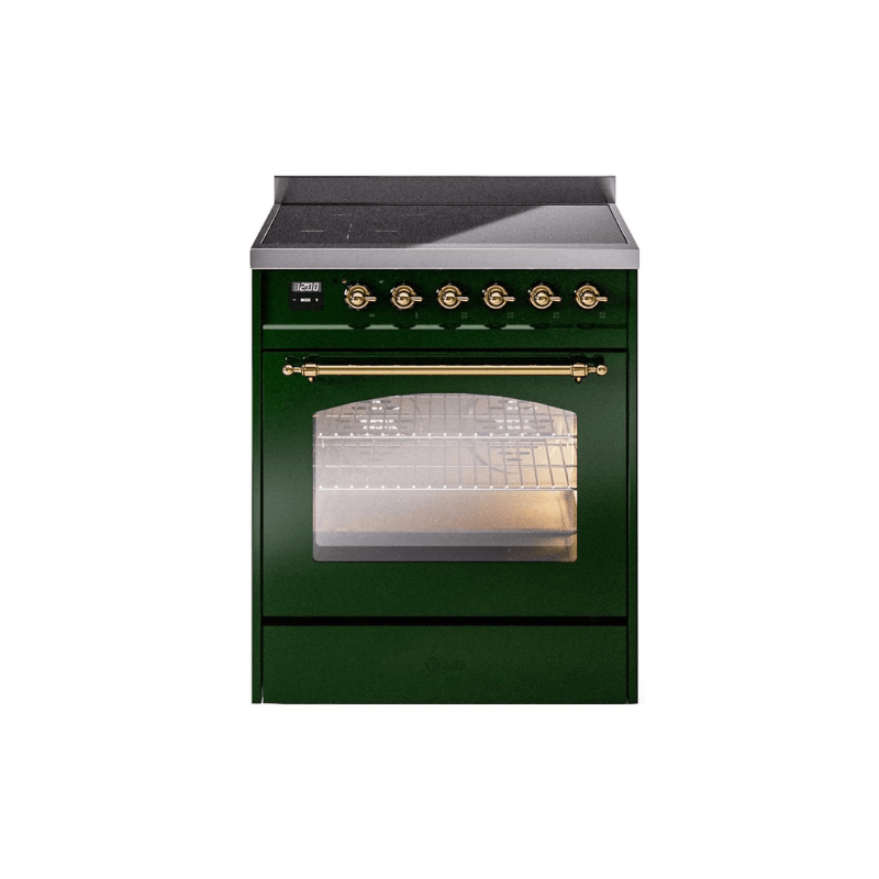 ILVE 30" Nostalgie II Series Freestanding Electric Double Oven Range with 5 Elements, Triple Glass Cool Door, Convection Oven, TFT Oven Control Display and Child Lock - UPI304NMP