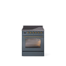 ILVE 30" Nostalgie II Series Freestanding Electric Double Oven Range with 5 Elements, Triple Glass Cool Door, Convection Oven, TFT Oven Control Display and Child Lock - UPI304NMP