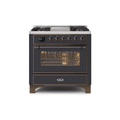 ILVE 36 Inch Majestic II Series Dual Fuel Natural Gas Range with 6 Burners and Griddle with 3.5 cu. ft. Oven Capacity TFT Oven Control Display UM09FDNS3