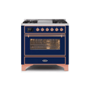 ILVE 36 Inch Majestic II Series Dual Fuel Natural Gas Range with 6 Burners and Griddle with 3.5 cu. ft. Oven Capacity TFT Oven Control Display UM09FDNS3