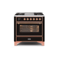 ILVE 36 Inch Majestic II Series Dual Fuel Natural Gas Range with 6 Burners and Griddle with 3.5 cu. ft. Oven Capacity TFT Oven Control Display UM09FDNS3