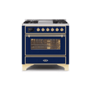 ILVE 36 Inch Majestic II Series Dual Fuel Natural Gas Range with 6 Burners and Griddle with 3.5 cu. ft. Oven Capacity TFT Oven Control Display UM09FDNS3