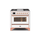 ILVE 36 Inch Majestic II Series Dual Fuel Natural Gas Range with 6 Burners and Griddle with 3.5 cu. ft. Oven Capacity TFT Oven Control Display UM09FDNS3