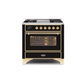ILVE 36 Inch Majestic II Series Dual Fuel Natural Gas Range with 6 Burners and Griddle with 3.5 cu. ft. Oven Capacity TFT Oven Control Display UM09FDNS3