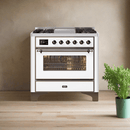 ILVE 36 Inch Majestic II Series Dual Fuel Natural Gas Range with 6 Burners and Griddle with 3.5 cu. ft. Oven Capacity TFT Oven Control Display UM09FDNS3