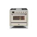 ILVE 36 Inch Majestic II Series Dual Fuel Natural Gas Range with 6 Burners and Griddle with 3.5 cu. ft. Oven Capacity TFT Oven Control Display UM09FDNS3
