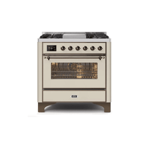 ILVE 36 Inch Majestic II Series Dual Fuel Natural Gas Range with 6 Burners and Griddle with 3.5 cu. ft. Oven Capacity TFT Oven Control Display UM09FDNS3
