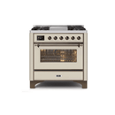 ILVE 36 Inch Majestic II Series Dual Fuel Natural Gas Range with 6 Burners and Griddle with 3.5 cu. ft. Oven Capacity TFT Oven Control Display UM09FDNS3