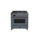 ILVE 36 Inch Majestic II Series Dual Fuel Natural Gas Range with 6 Burners and Griddle with 3.5 cu. ft. Oven Capacity TFT Oven Control Display UM09FDNS3