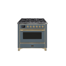 ILVE 36 Inch Majestic II Series Dual Fuel Natural Gas Range with 6 Burners and Griddle with 3.5 cu. ft. Oven Capacity TFT Oven Control Display UM09FDNS3