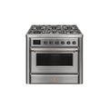 ILVE 36 Inch Majestic II Series Dual Fuel Natural Gas Range with 6 Burners and Griddle with 3.5 cu. ft. Oven Capacity TFT Oven Control Display UM09FDNS3