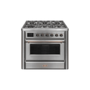 ILVE 36 Inch Majestic II Series Dual Fuel Natural Gas Range with 6 Burners and Griddle with 3.5 cu. ft. Oven Capacity TFT Oven Control Display UM09FDNS3