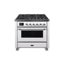 ILVE 36 Inch Majestic II Series Dual Fuel Natural Gas Range with 6 Burners and Griddle with 3.5 cu. ft. Oven Capacity TFT Oven Control Display UM09FDNS3