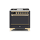 ILVE 36 Inch Majestic II Series Natural/ Propane Gas Burner and Electric Oven Range with 6 Sealed Burners UM09FDQNS3