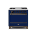 ILVE 36 Inch Majestic II Series Natural/ Propane Gas Burner and Electric Oven Range with 6 Sealed Burners UM09FDQNS3