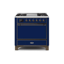 ILVE 36 Inch Majestic II Series Natural/ Propane Gas Burner and Electric Oven Range with 6 Sealed Burners UM09FDQNS3