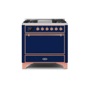ILVE 36 Inch Majestic II Series Natural/ Propane Gas Burner and Electric Oven Range with 6 Sealed Burners UM09FDQNS3
