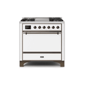 ILVE 36 Inch Majestic II Series Natural/ Propane Gas Burner and Electric Oven Range with 6 Sealed Burners UM09FDQNS3