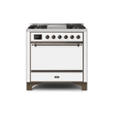 ILVE 36 Inch Majestic II Series Natural/ Propane Gas Burner and Electric Oven Range with 6 Sealed Burners UM09FDQNS3