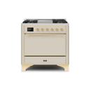 ILVE 36 Inch Majestic II Series Natural/ Propane Gas Burner and Electric Oven Range with 6 Sealed Burners UM09FDQNS3