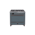 ILVE 36 Inch Majestic II Series Natural/ Propane Gas Burner and Electric Oven Range with 6 Sealed Burners UM09FDQNS3