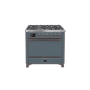 ILVE 36 Inch Majestic II Series Natural/ Propane Gas Burner and Electric Oven Range with 6 Sealed Burners UM09FDQNS3