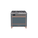 ILVE 36 Inch Majestic II Series Natural/ Propane Gas Burner and Electric Oven Range with 6 Sealed Burners UM09FDQNS3