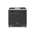 ILVE 36 Inch Majestic II Series Natural/ Propane Gas Burner and Electric Oven Range with 6 Sealed Burners UM09FDQNS3