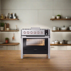 ILVE 36" Panoramagic Freestanding Single Oven Dual Fuel Range with 5 Sealed Burners and Griddle - UPM09FDS3